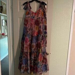 Blue Rain Floral Maxi Dress - Multicolor